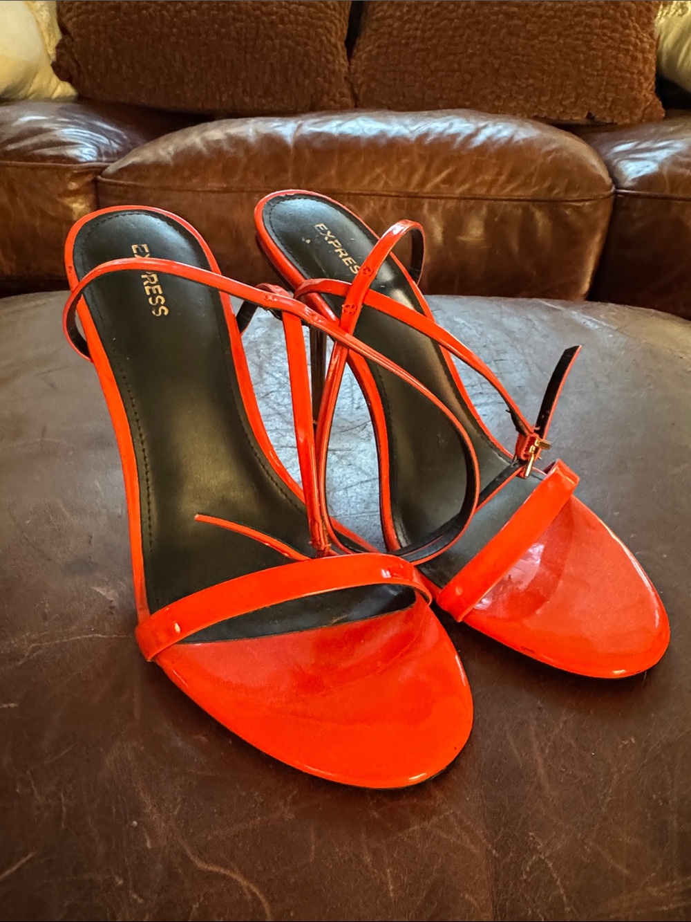 Express Red Patent Strappy High Heel Sandals